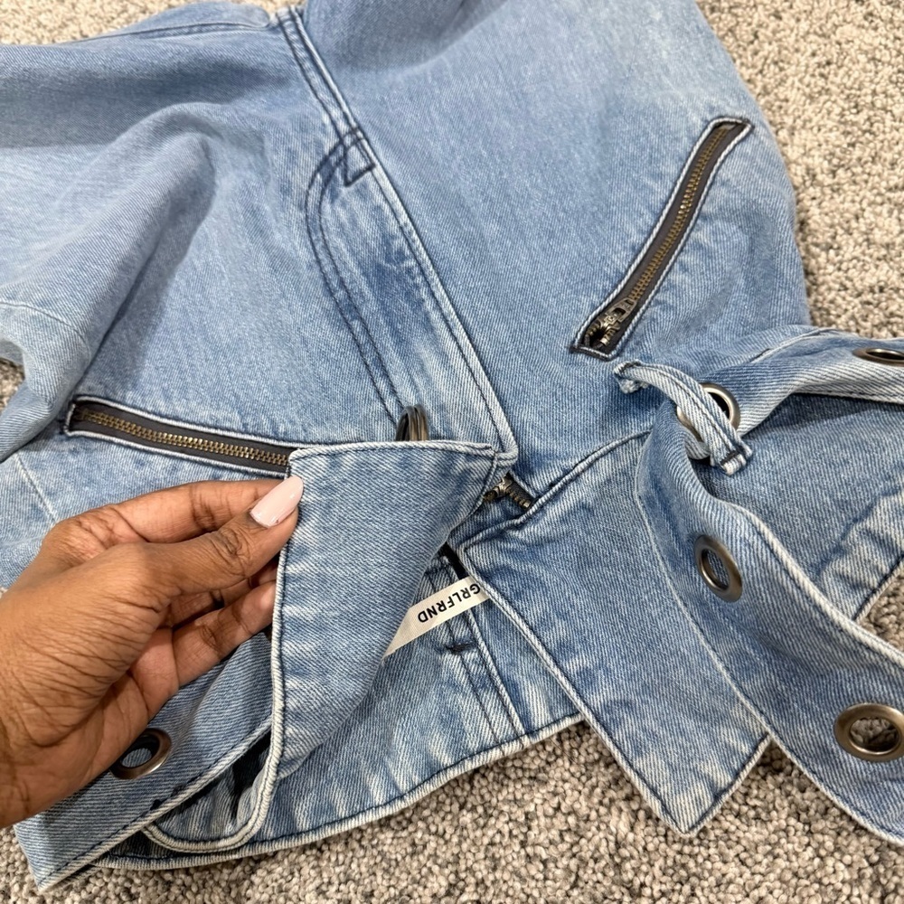 GRLFRND $328 ‘Mia’ Paperbag Belted Skinny Jeans Light Wash High Rise Women’s 25 - Picture 9 of 13
